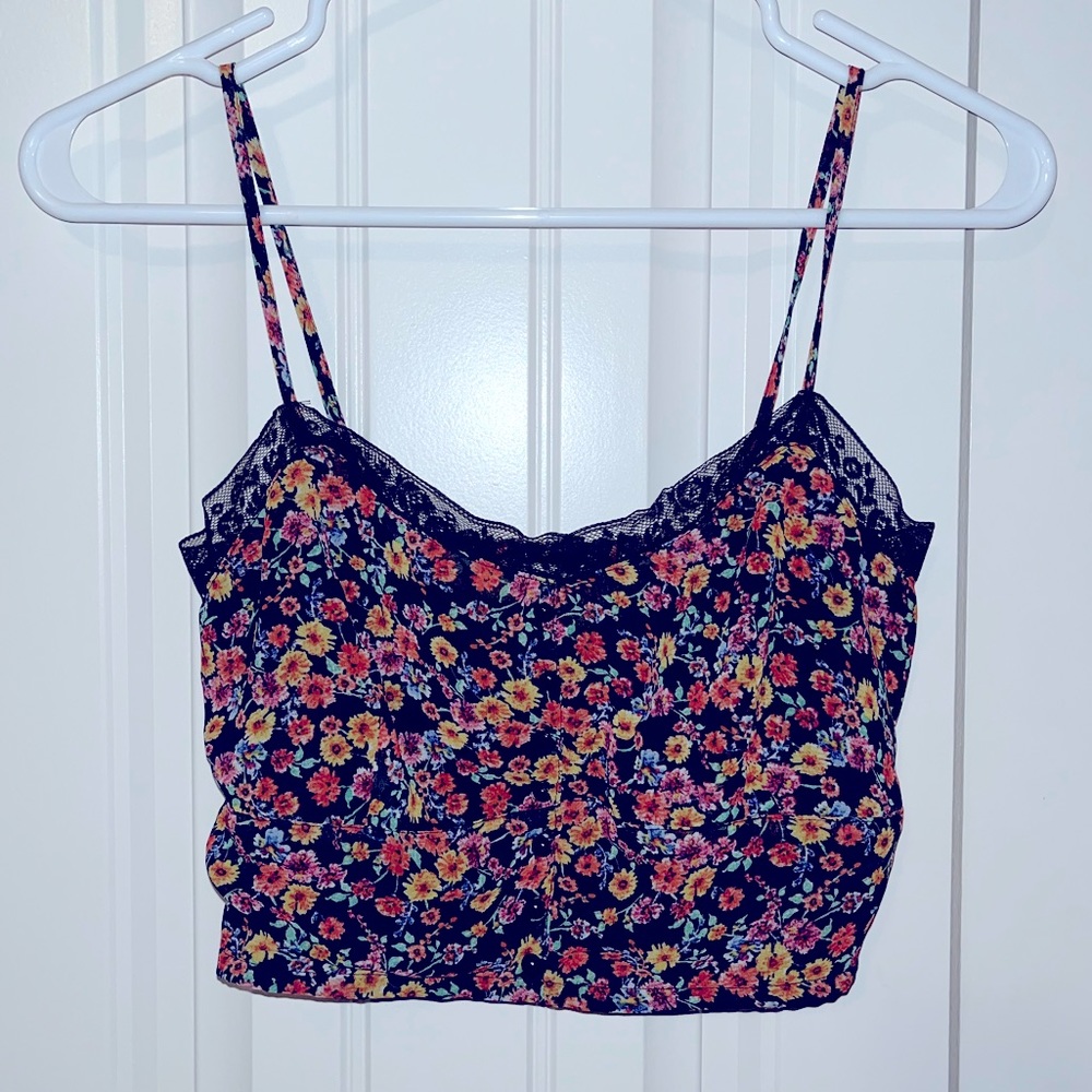 floral spaghetti strap crop top
